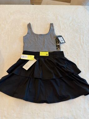 Target Girls Gray Tank & Black Tiered Skirt Set
